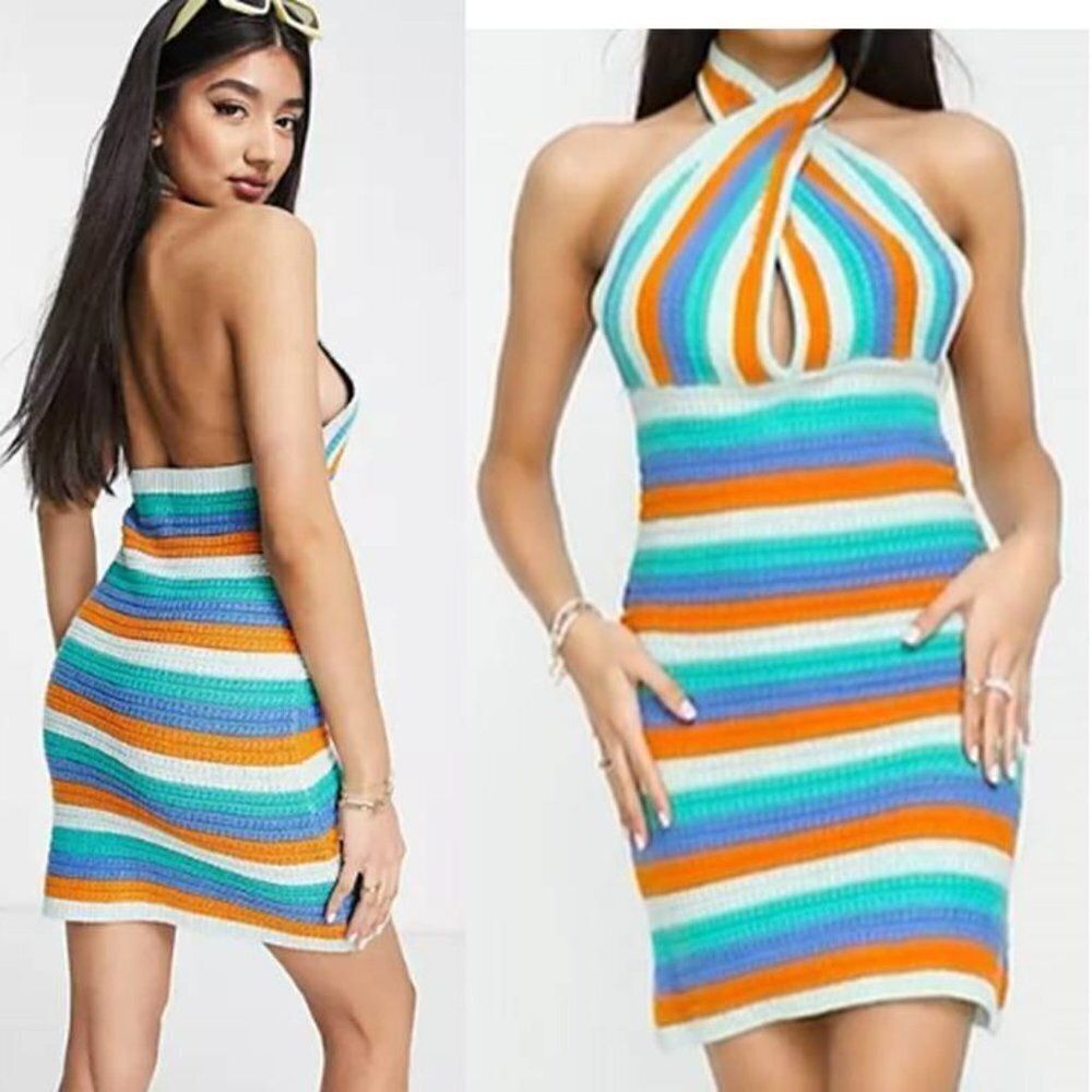 Women's Crossover Soft Knit Halter‎ Mini Dress